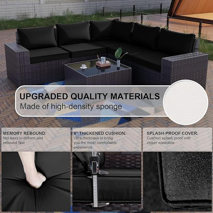 Kullavik 12 Pieces Outdoor Patio Furniture Set PE Wicker Rattan Sectional Sofa - Image 6