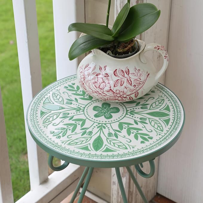 Outdoor Side Table & Mosaic Plant Stand, Indoor Outdoor Coffee Tea Table - Image 4