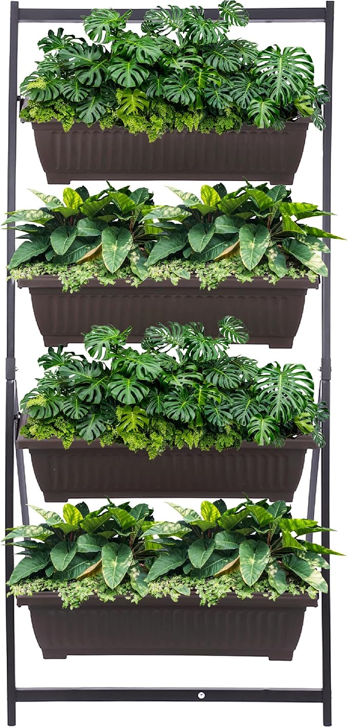 KHOMO GEAR Vertical Garden Planter Balcony Garden Outdoor 4 Tier Raised Bed Box - Image 5