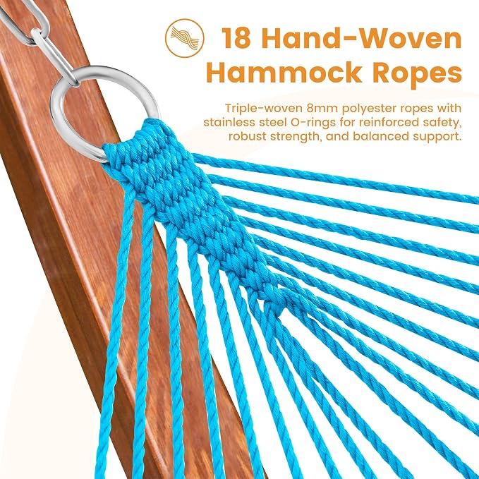 Lazy Daze Hammocks 10.5 FT Double 2 Person Caribbean Rope Hammock, Hand Woven - Image 4