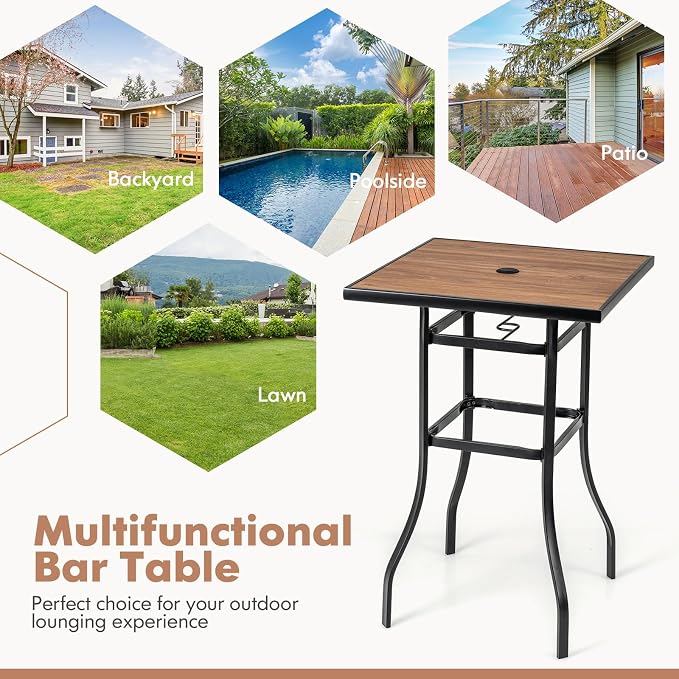Tangkula 27.5 Inch Patio Bar Table, Outdoor Bar Height Table - Image 9