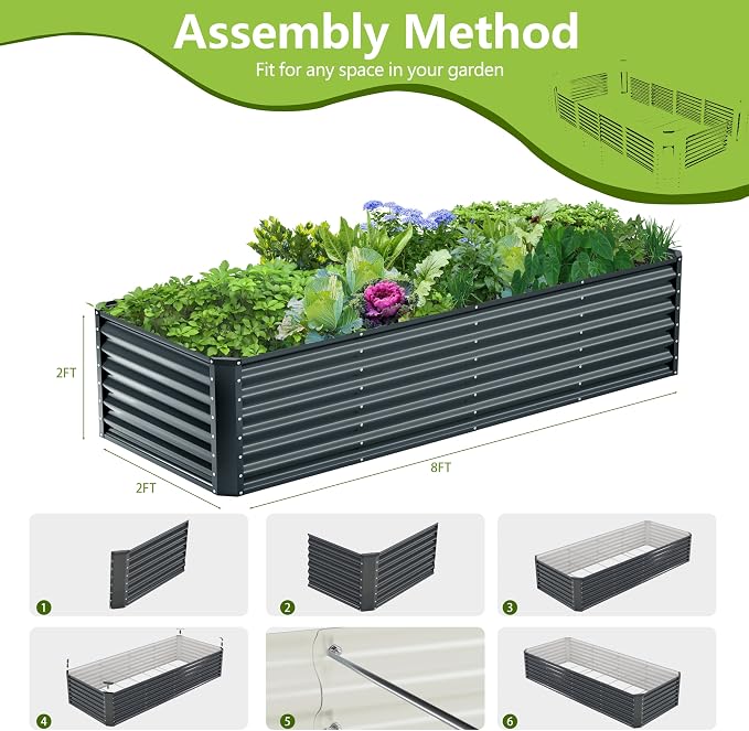 8x2x2FT Galvanized Raised Garden Bed, Galvanized Planter Boxes Outdoor - Image 4
