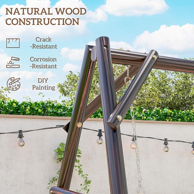 Outsunny 660 lbs Porch Swing Frame, Heavy Duty A-Frame Wooden Swing Stand - Image 5