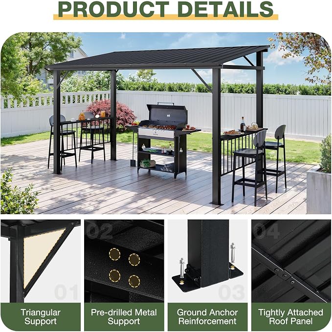 Aoxun 12x6 FT Hardtop Grill Gazebo - Image 3