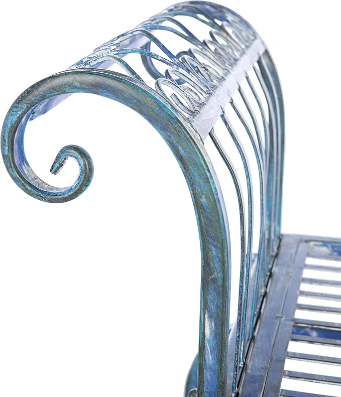 Safavieh Outdoor Collection Brielle Victorian Antique Blue Bench - Image 8
