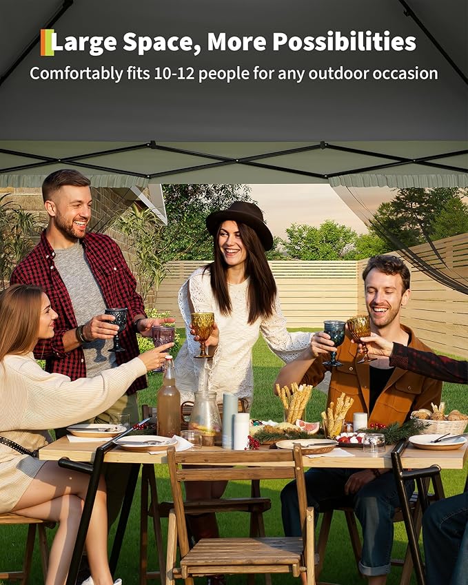 Canopy Tent 12x12 ft, Pop Up Gazebo One-Push Setup - Image 6