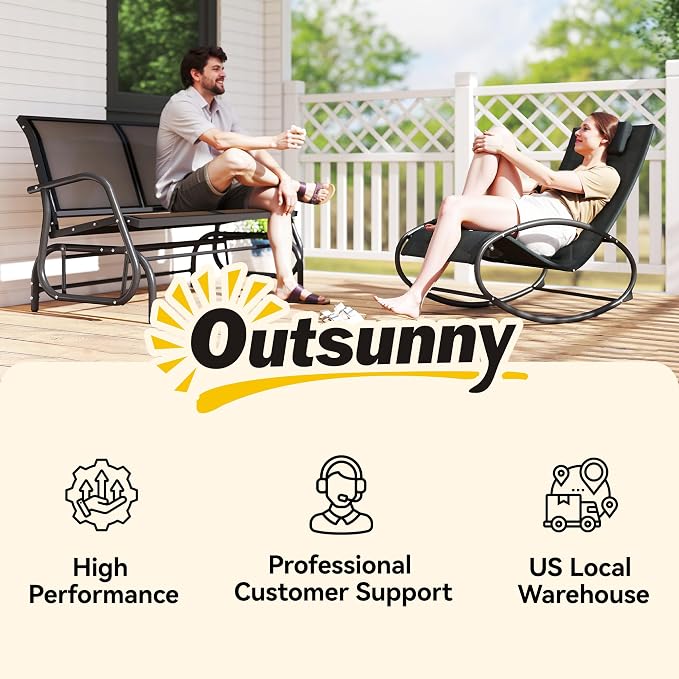 Outsunny 2-Person Outdoor Glider Bench, Patio Double Swing Rocking Chair - Image 8