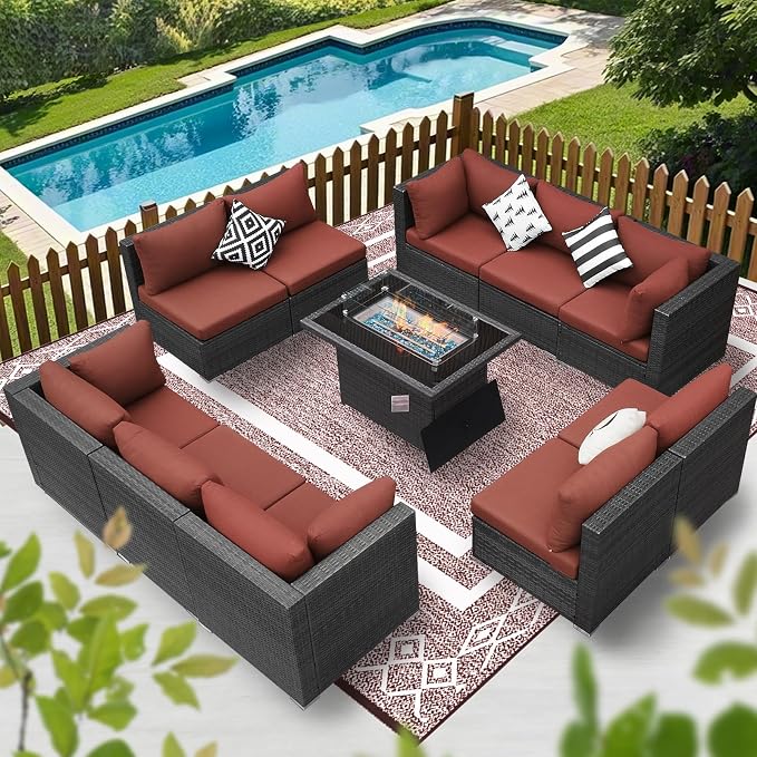 BULEXYARD 11 Piece High Back Outdoor Patio Set - Image 9