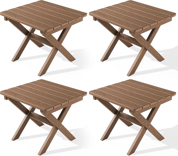 SERWALL Folding Outdoor Side Table Set of 4, Small Adirondack Side Table by SERWALL