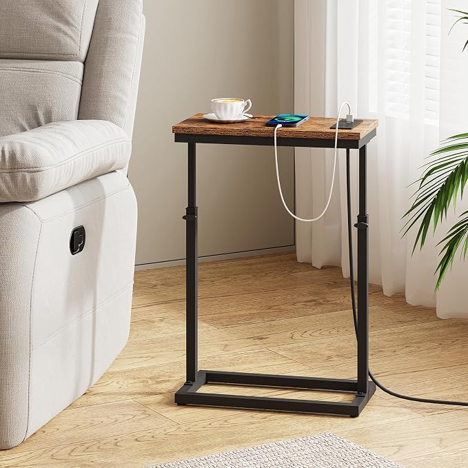 TUTOTAK End Table with Charging Station, Side Table, Tall Couch Table, Sofa - Image 5
