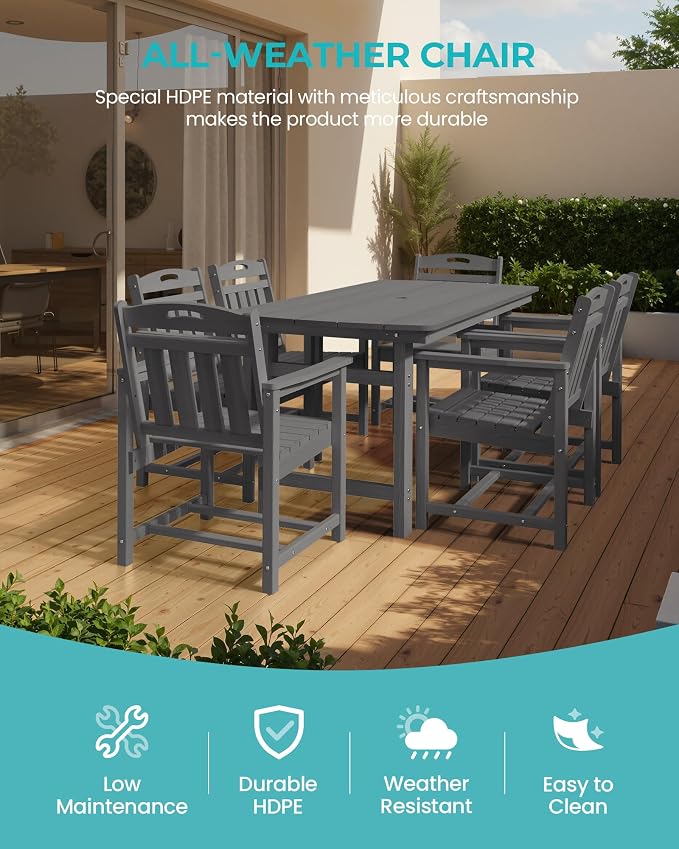 Outdoor Rectangle Dining Table, Heavy-Duty HDPE Table - Image 4