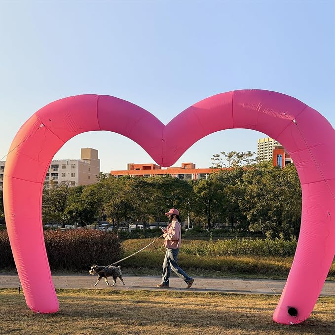 9 * 4.5FT Pink Valentine Inflatables Outdoor Decorations Heart Shaped Blow up - Image 7