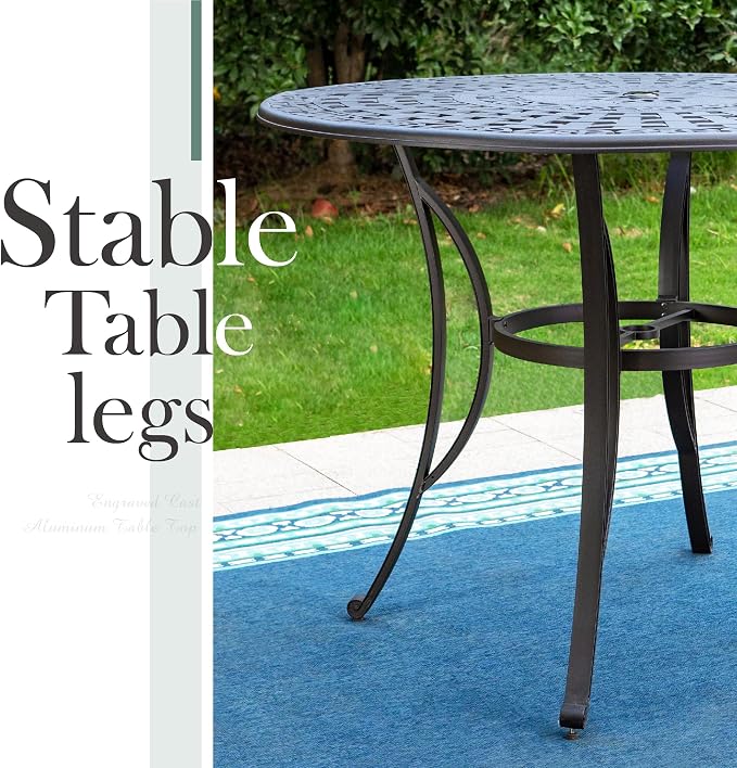 PHI VILLA Cast Aluminum Round High Bar Dining Tables - Image 4