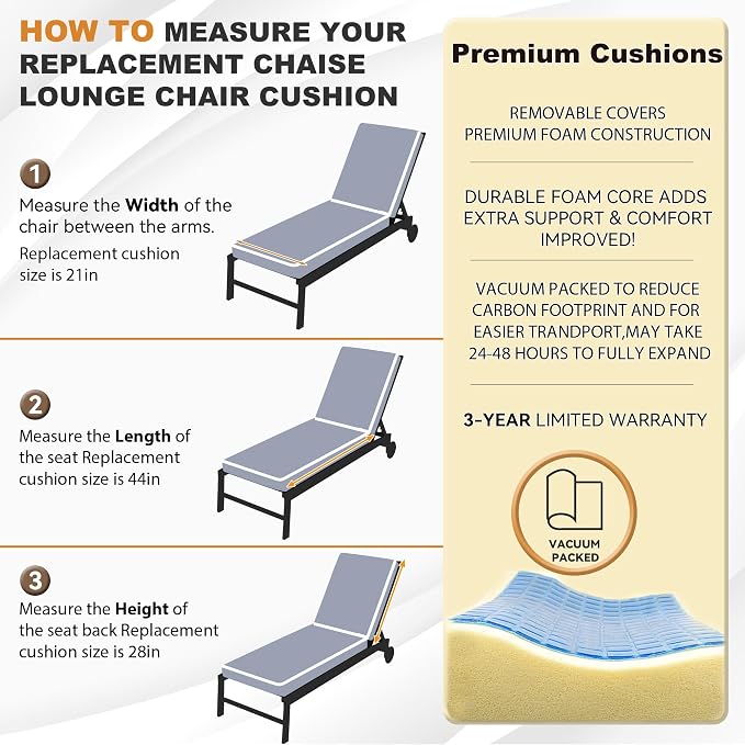 Outdoor Chaise Lounge Cushions, Olefin Lounge Cushion, Rainproof Color - Image 8