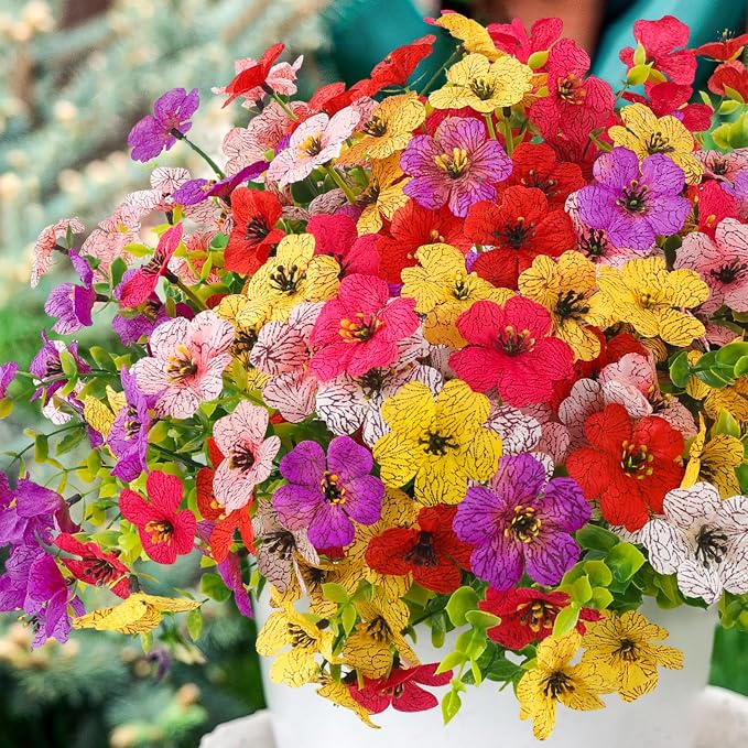 MACTING Artificial Flowers for Outdoors 12 Bundles Faux Outdoor Plants UV - Image 8