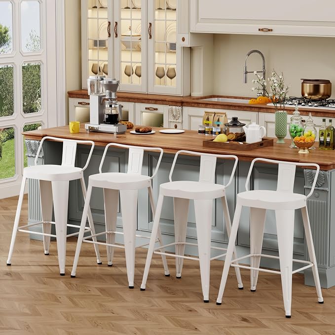 ALISH 30 Inch Bar Stools Set of 4, Industrial Metal Barstools Farmhouse Bar - Image 7