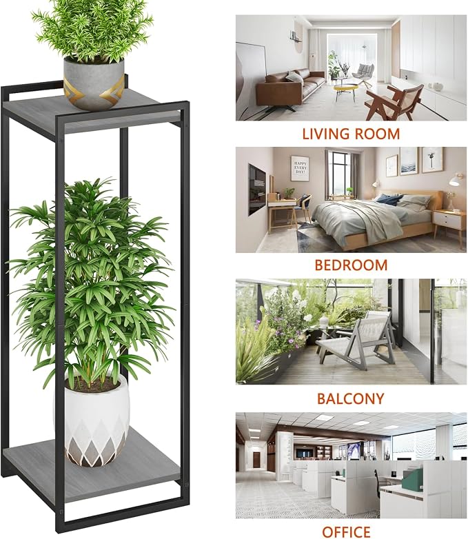 2-Tier Plant Stand Indoor, Oak Grey - Image 6