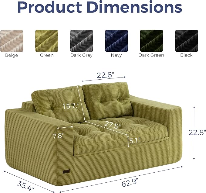 MAXYOYO 63" Loveseat Sofa Couch - Image 2