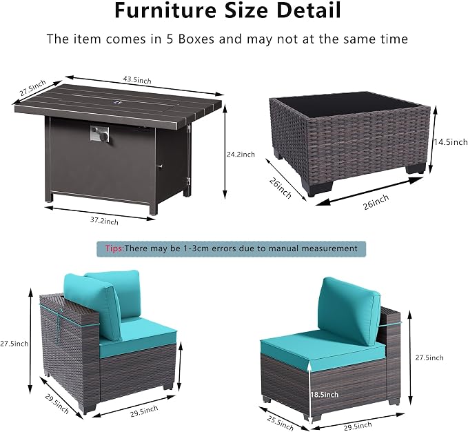 Outdoor Terrace Furniture Set, 8 Piece Outdoor Furniture Set, - Image 2