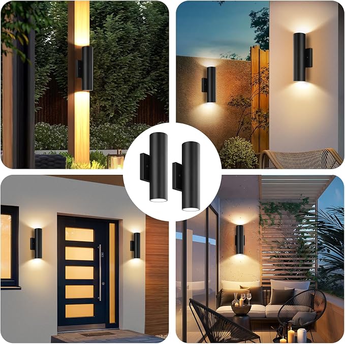 GoBright Outdoor Wall Lights, 12W 3000K Integrated LED Cylinder Up Down Lights - Image 7