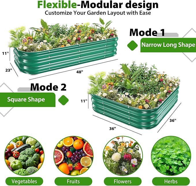 Galvanized Raised Garden Bed for Gardening, Modular Above Ground Growing - Image 4