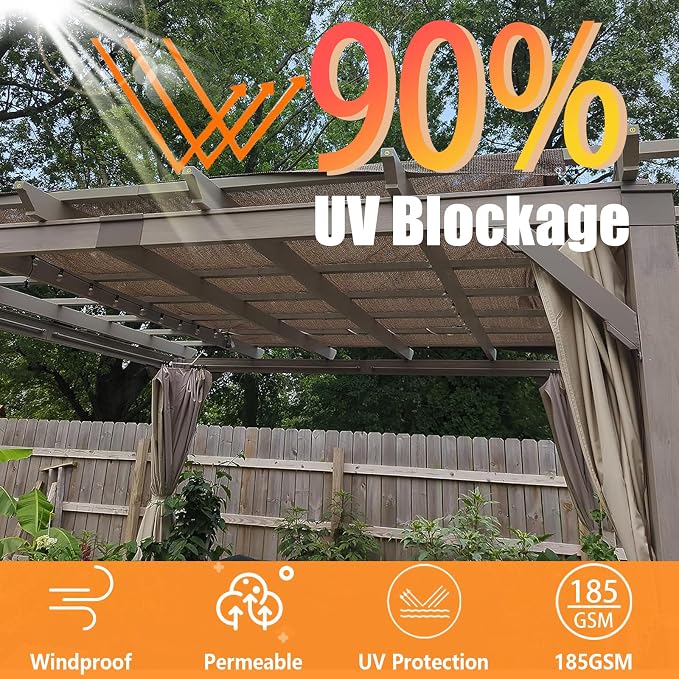 90% 10x30ft Sun Shade Cloth for Outdoor Deck Backyard Patio Garden Pergola - Image 2