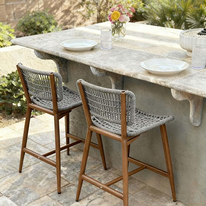 PURPLE LEAF Patio Counter Height Bar Stools Set of 4 Metal Bar Chairs - Image 9