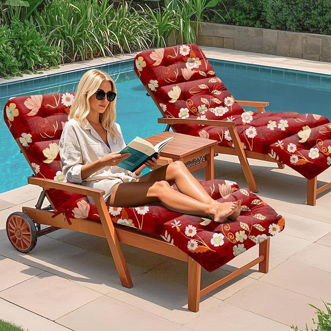 4 Pack Outdoor Chaise Lounge Chair Cushion 75.1 x 22.8 x 4.7 Inches 100% - Image 2