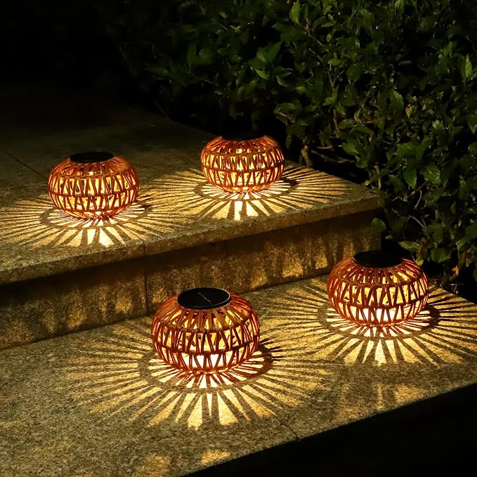 2 Pack Solar Lanterns Outdoor Waterproof, Outdoor Table Lamp Decor, Rattan - Image 8