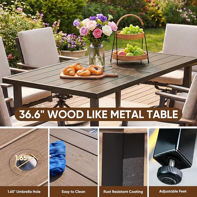 NATURAL EXPRESSIONS 7 Piece Patio Dining Table Outdoor Furniture Set - Image 6