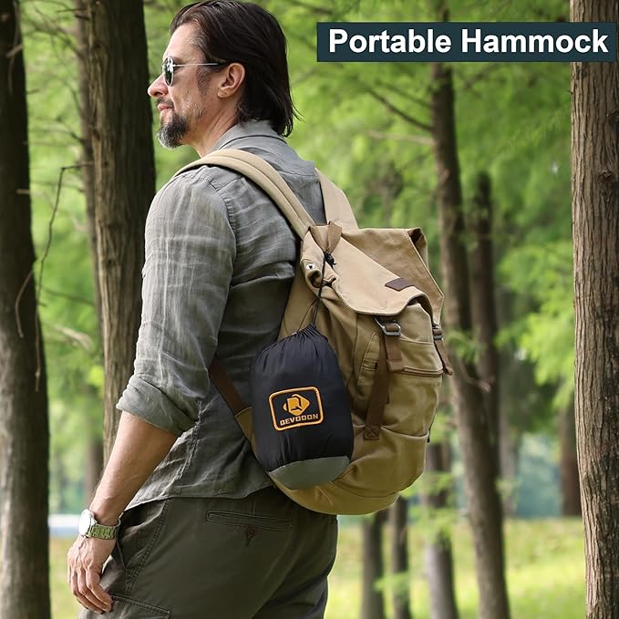 Camping Hammock with Net, Travel Portable Lightweight Hammocks with Tree Straps - Image 6