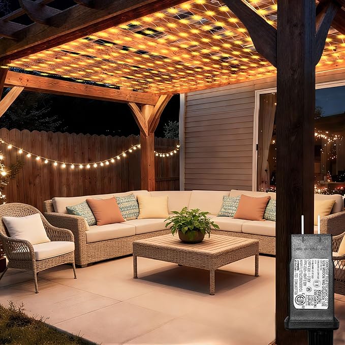 8ft x 8ft Net Lights, 180LED Gazebo Lights Outdoor 8 Modes Timer, Waterproof by Lovelite
