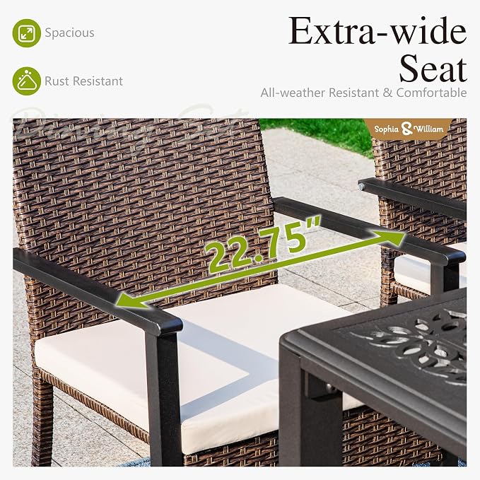 Sophia & William 7 Pieces Expandable Outdoor Dining Set - Image 6