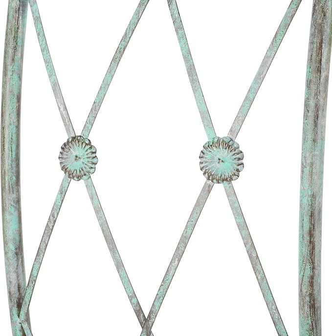 SAFAVIEH Outdoor Collection Mizell Antique Green Lattice Wrought Iron Moon - Image 8