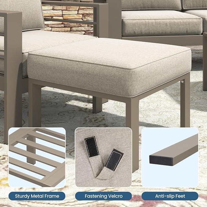 Wisteria Lane Patio Furniture Footstools Metal Ottomans Set of 2, Metal Outdoor - Image 7