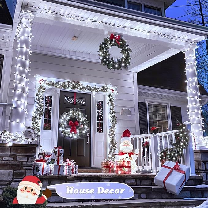 JMEXSUSS 600 LED Solar Christmas Lights Outdoor Waterproof, 206.7ft White Solar - Image 6