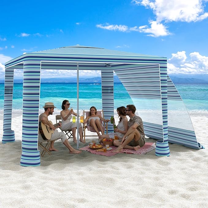 MoKo Beach Cabana, UPF 50+ Protection Easy Setup Beach Tent Sun Shelter by MoKo