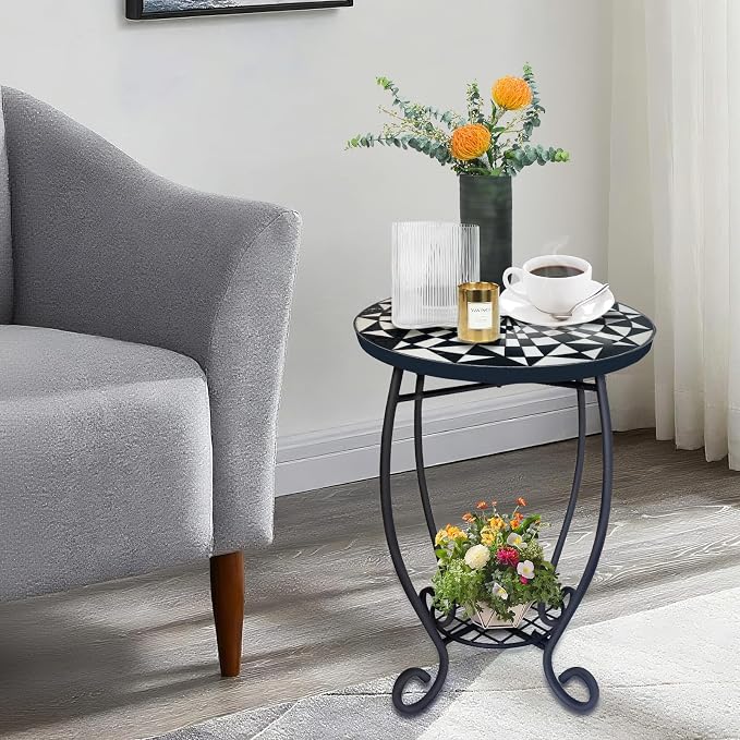 LIFFY Outdoor Side Table, Indoor Small Decorative Plant Stand & End Table - Image 2