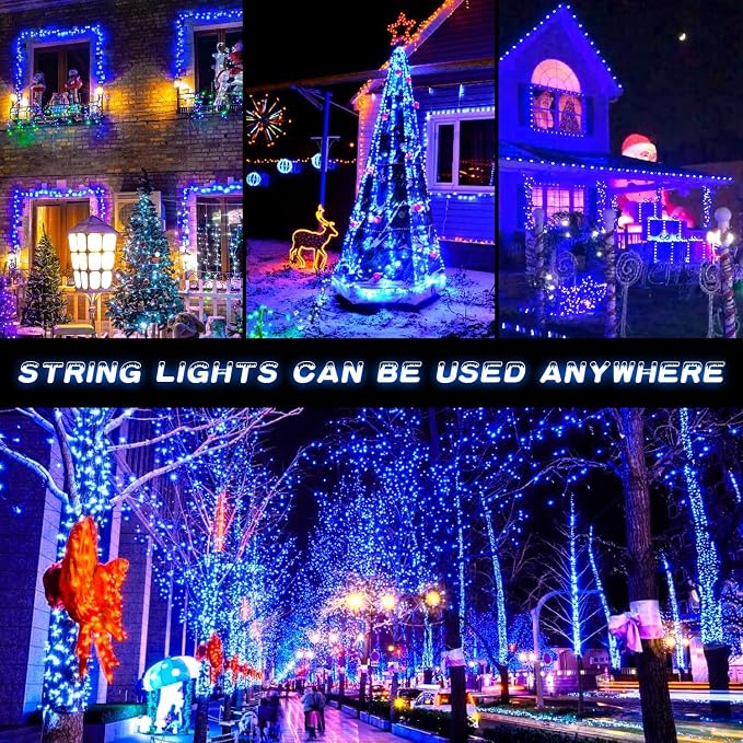 JMEXSUSS 600 LED Blue Solar Christmas Lights, 206.7ft Blue Christmas Lights - Image 6