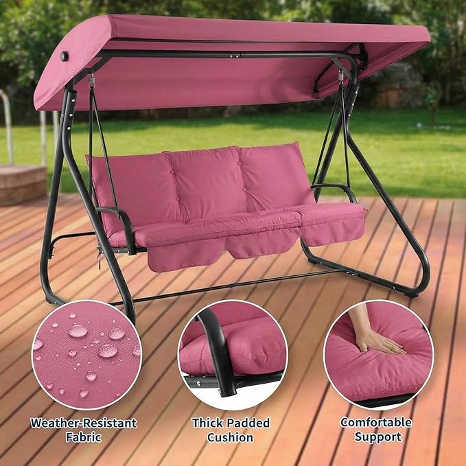 3-Seat Outdoor Convertible Swing Glider - Image 5