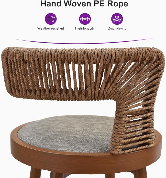 PURPLE LEAF Outdoor Swivel Counter Height Stool Bar Stools Set of 2 Metal - Image 5