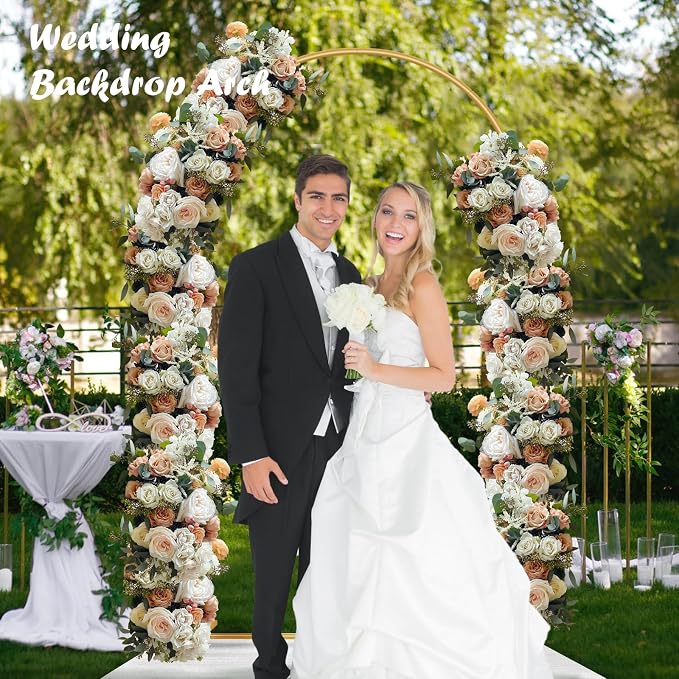 6.6FT Metal Wedding Arch Stand Gold Square Arched Backdrop Frame - Image 2