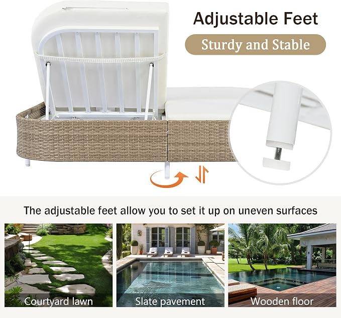 Merax Outdoor Daybed, Patio Rattan Daybed - Image 6