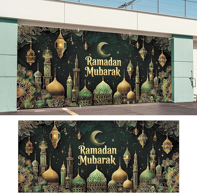 ANNA QUEEN Ramadan Mubarak Garage Door Banner 6x13FT, Islamic Mosque Moon - Image 6