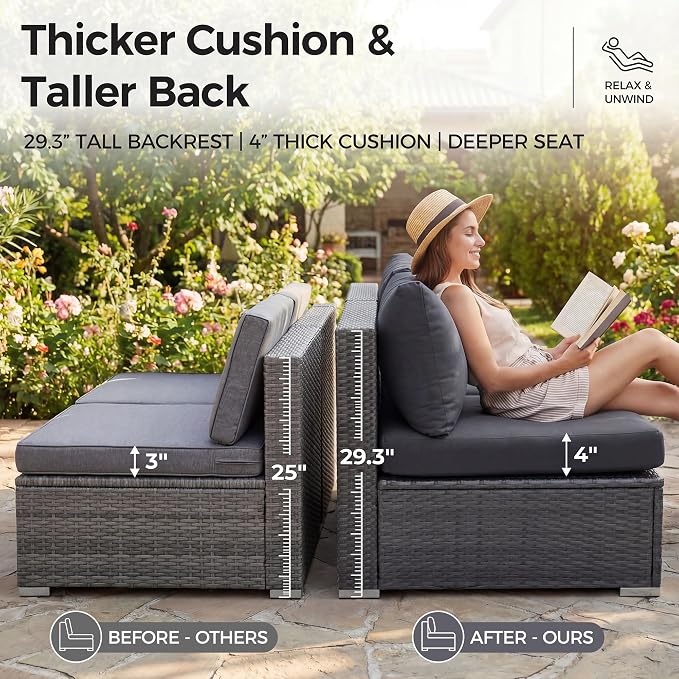 NICESOUL 9 Piece Modern Oversized Outdoor Patio Furniture Set - Image 7