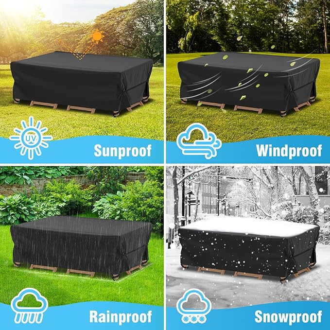 Velway Patio Table Chairs Set Cover Square Waterproof 74"Lx47"Wx28"H Outdoor - Image 6