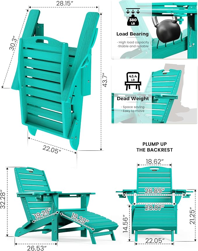 Ciokea Folding Adirondack Chair Set of 4 - Image 3