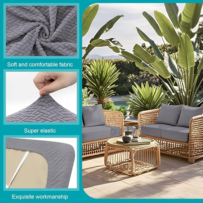 14Pcs Stretch Patio Cushion Covers, Outdoor Couch Covers Replacement, Outdoor - Image 3