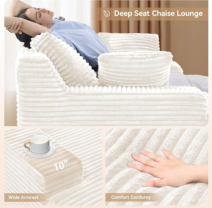 51'' Oversized Chaise Lounge Chair Indoor, Non-Assembly Deep Seat Sofa Bed - Image 4