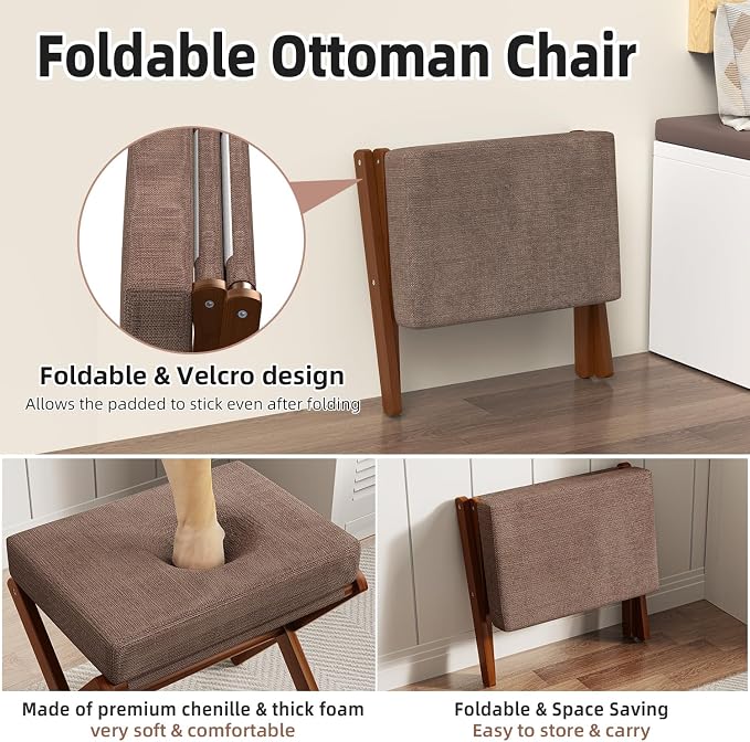 Foldable Foot Stool Ottoman, Modern Foot Rest - Image 4